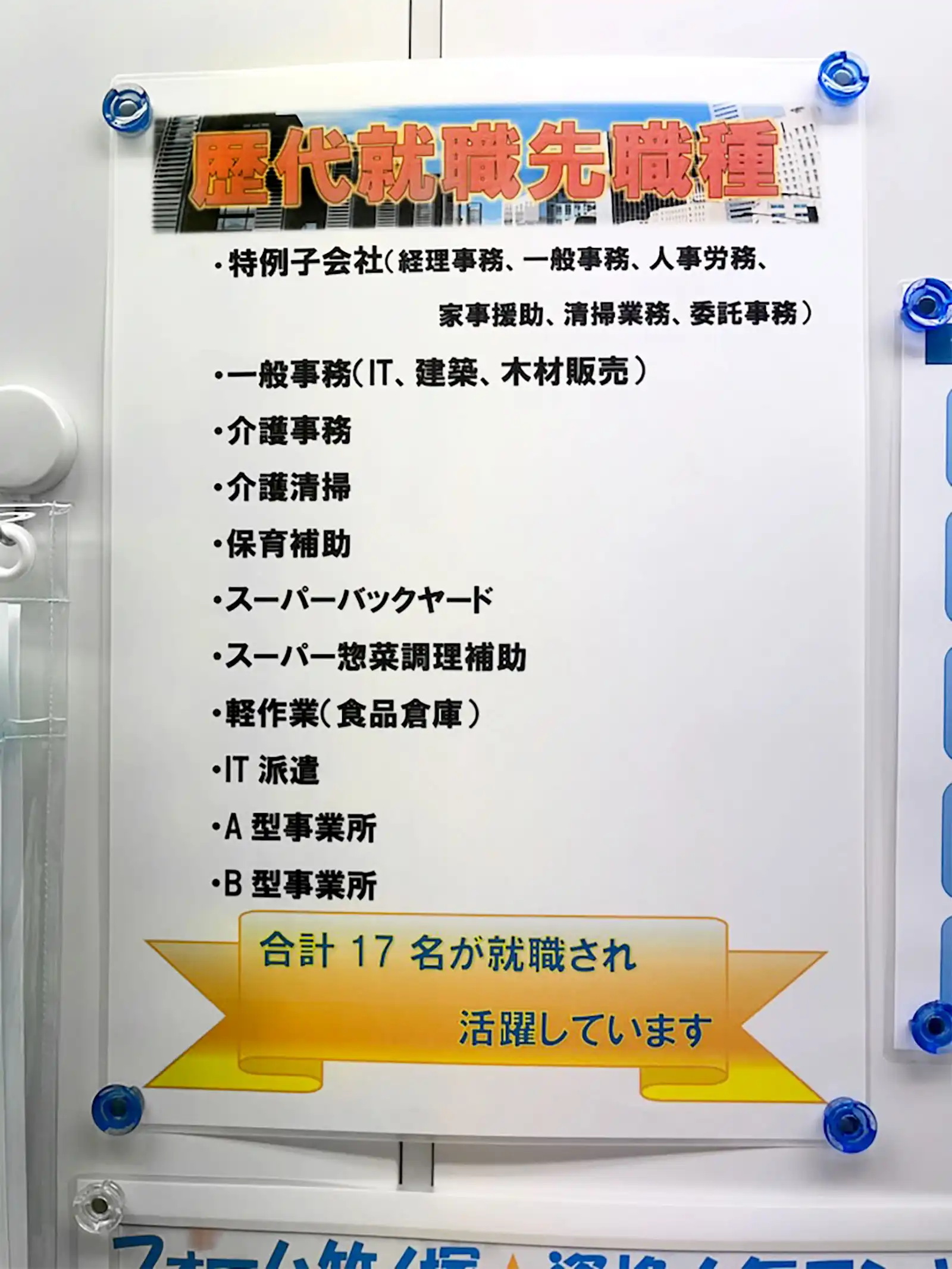 20250116事業所内掲示物の紹介就職先職種ランキング画像