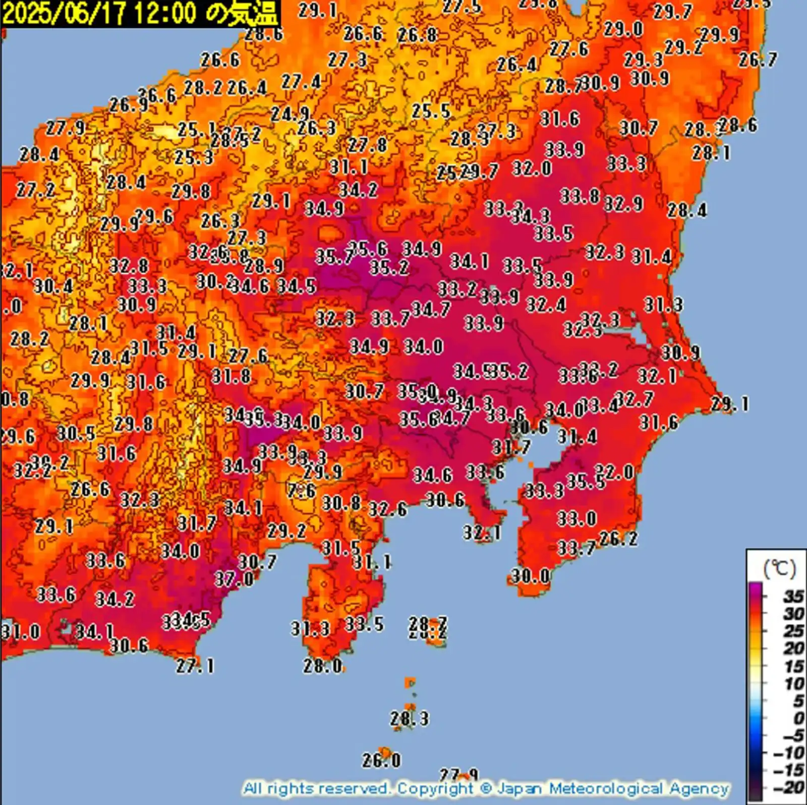 20250617天気予報「暑さ指数」関東周辺画像1