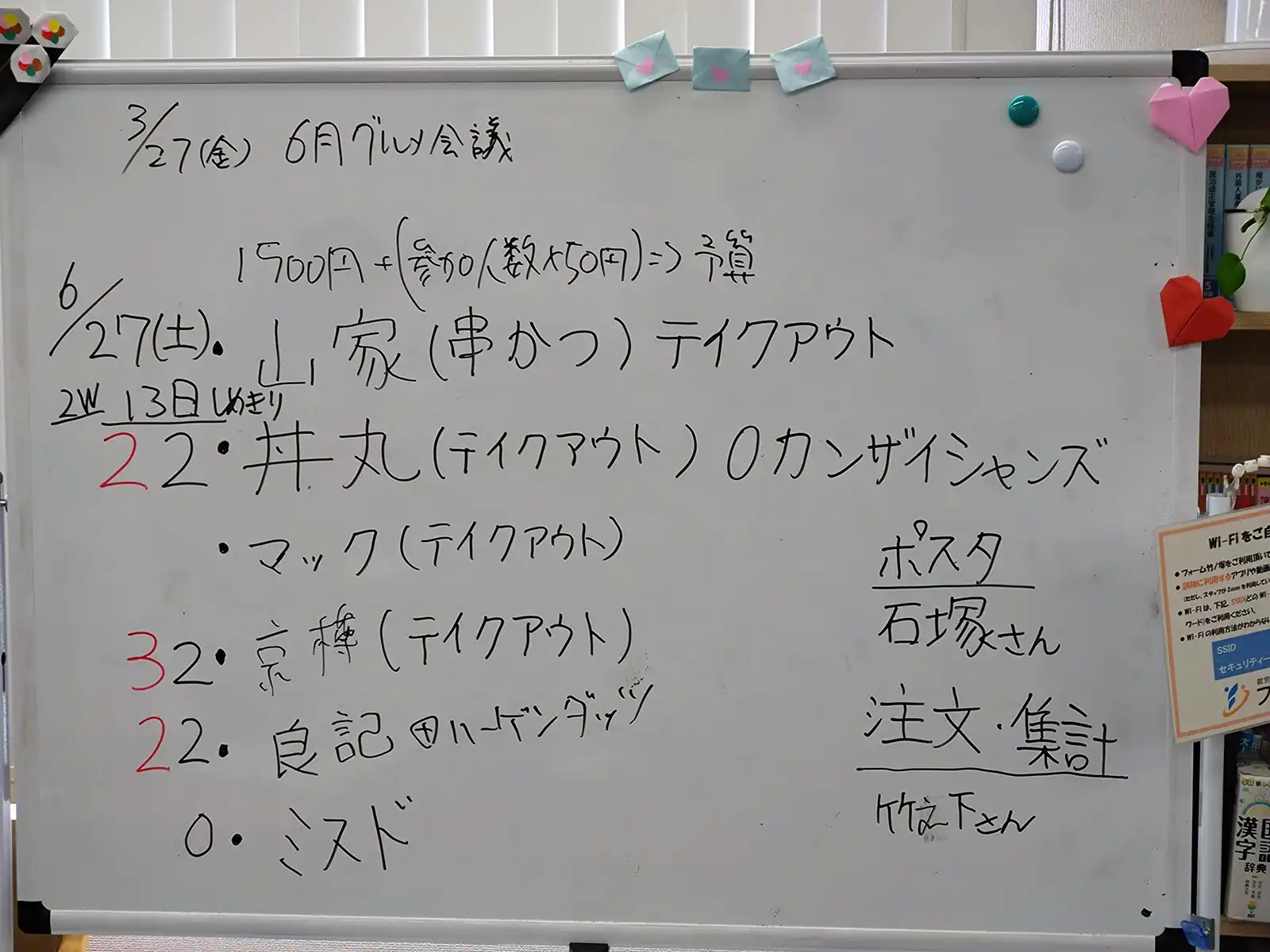 20260327グループワーク「6月グルメ会議」ホワイトボード画像